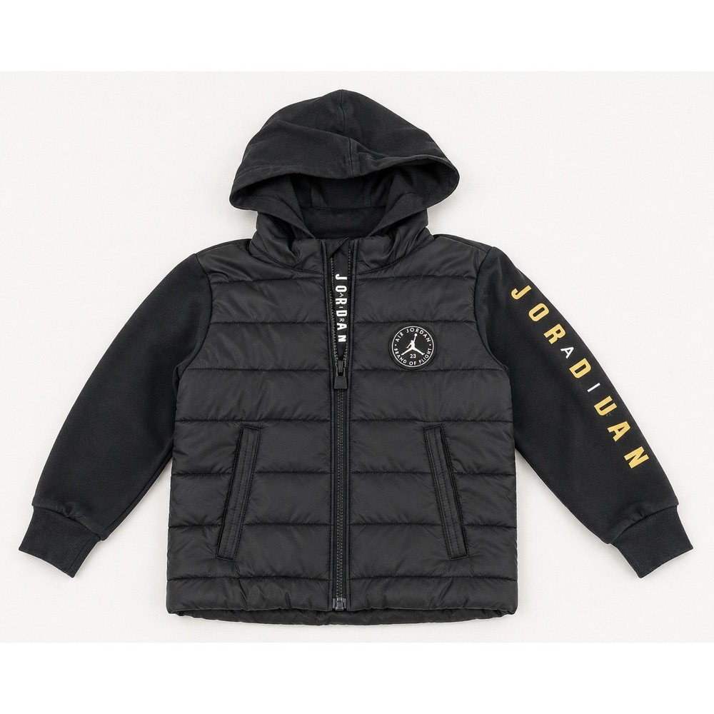 Jordan Toddler Boys Black Puffer Jacket Brand of Flight Hybrid Hoodie 2T